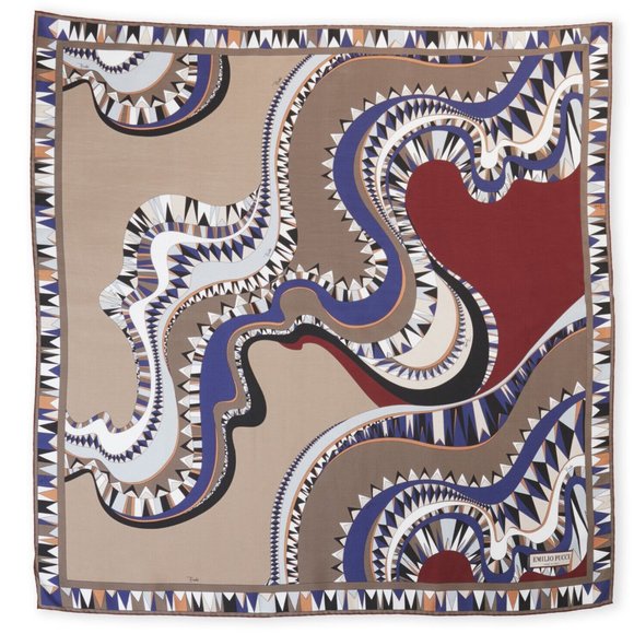 EMILIO PUCCI SCARF MULTI-COLORED PRINT SIGNATURE LOGO SQUARE SCARF 34" - Picture 8 of 12